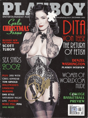 Dita Von Teese Authentic Autographed Playboy December 2002 Magazine