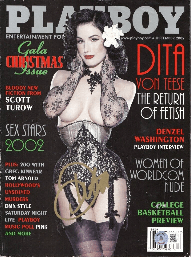 Dita Von Teese Authentic Autographed Playboy December 2002 Magazine