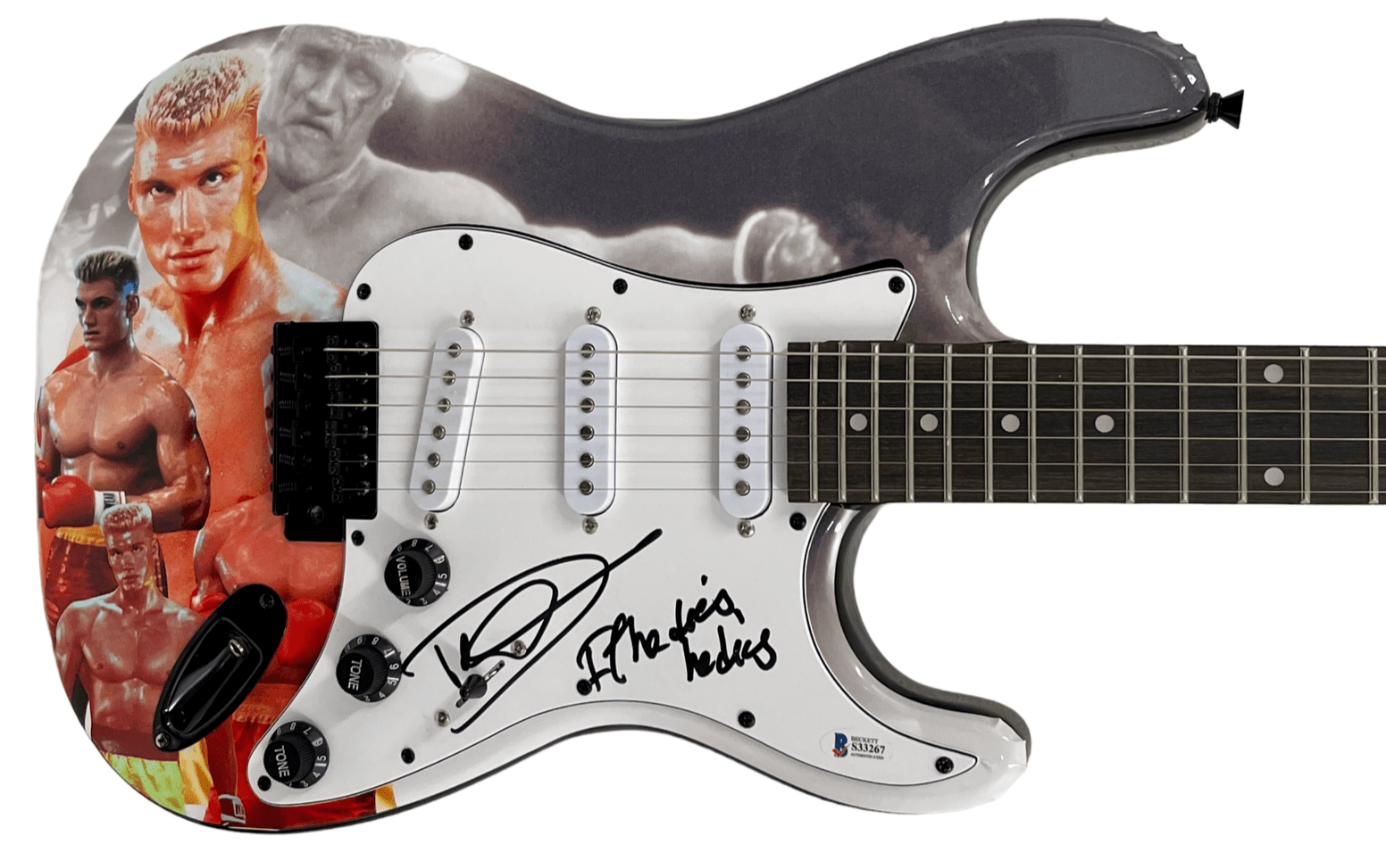Dolph Lundgren Authentic Autographed Full Size Custom Electric Guitar