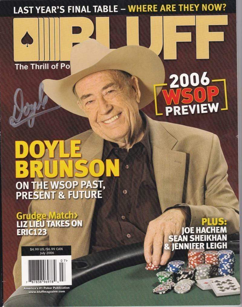Doyle Brunson Authentic Autographed July 2006 Bluff Magazine - Prime Time Signatures - Sports