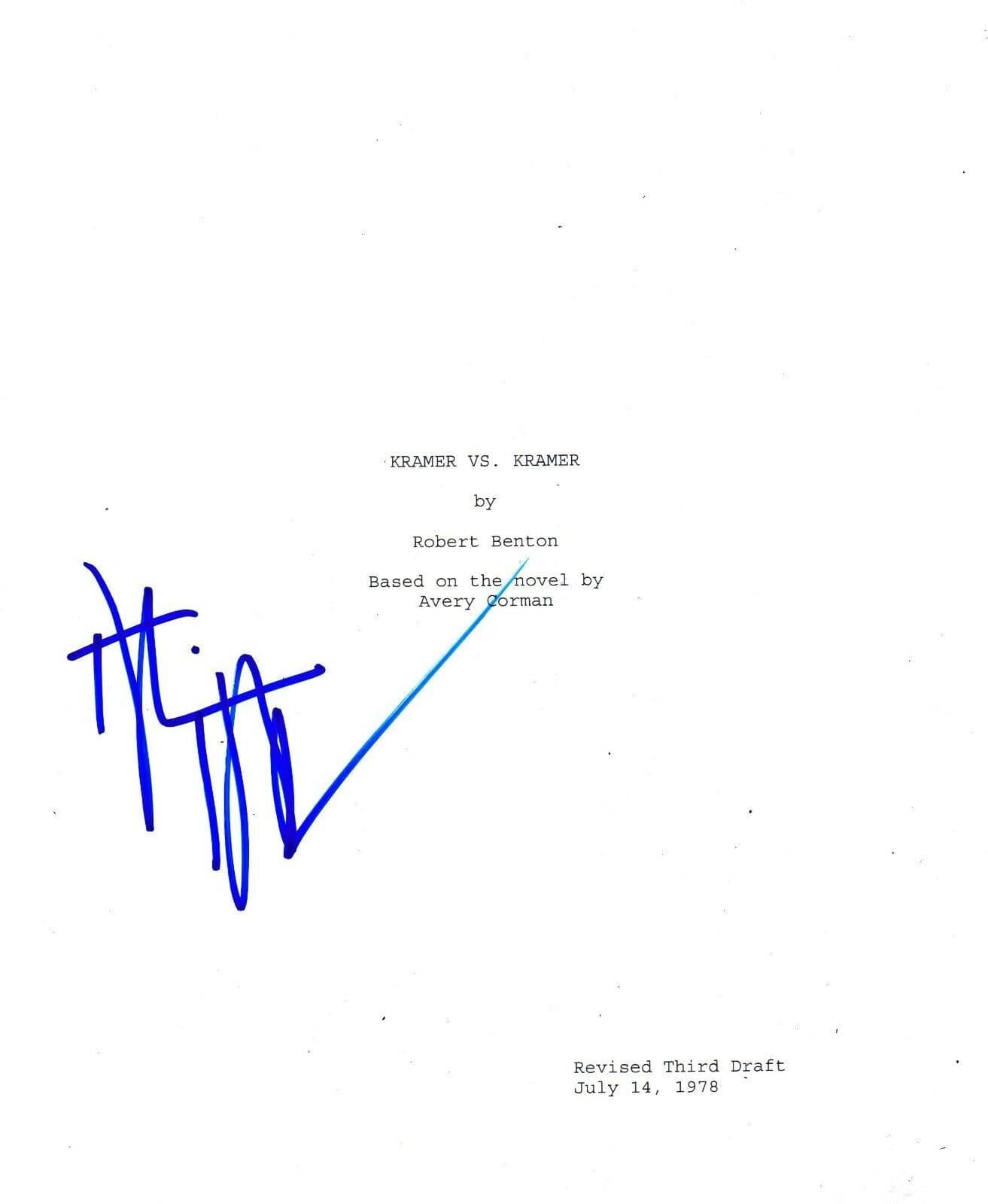 Dustin Hoffman Authentic Autographed 'Kramer vs. Kramer' Script - Prime Time Signatures - TV & Film