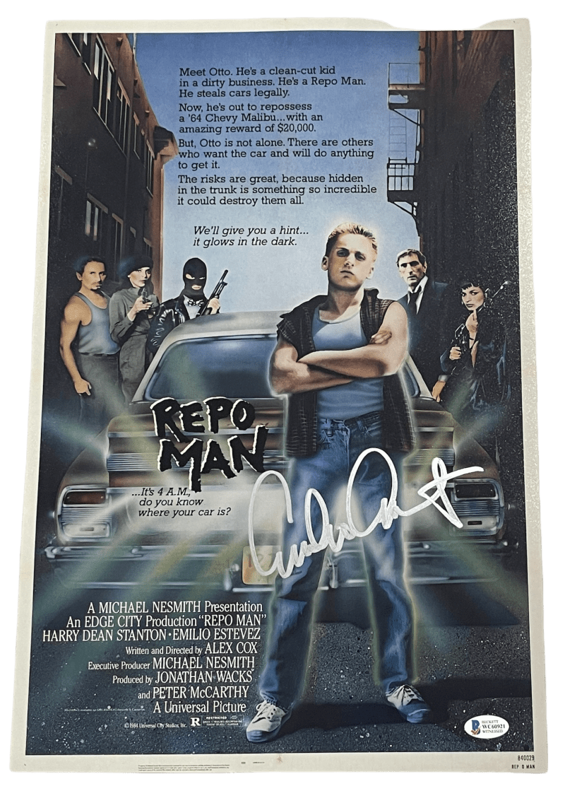 Emilio Estevez Signed 12x18 Photo from Repo Man Beckett COA
