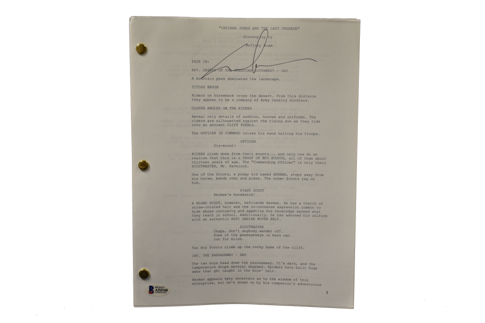 George Lucas Authentic Autographed Indiana Jones and the Last Crusade Script - Prime Time Signatures - TV & Film