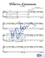 Hans Zimmer Signed Up Is Down Lyrics & Sheet Music from Pirates of the Caribbean Beckett COA