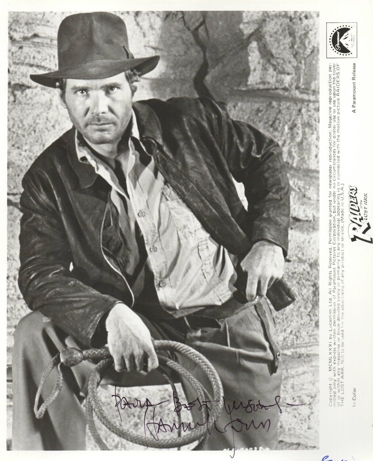 Harrison Ford Signed 8x10 Photo from Indiana Jones Beckett COA - Item #3
