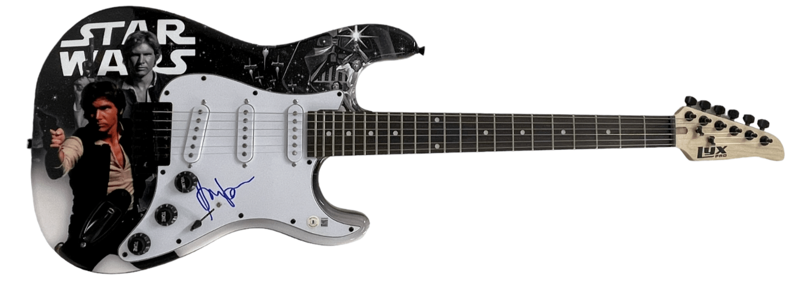 Harrison Ford Signed Guitar from Star Wars Beckett COA - Detail View