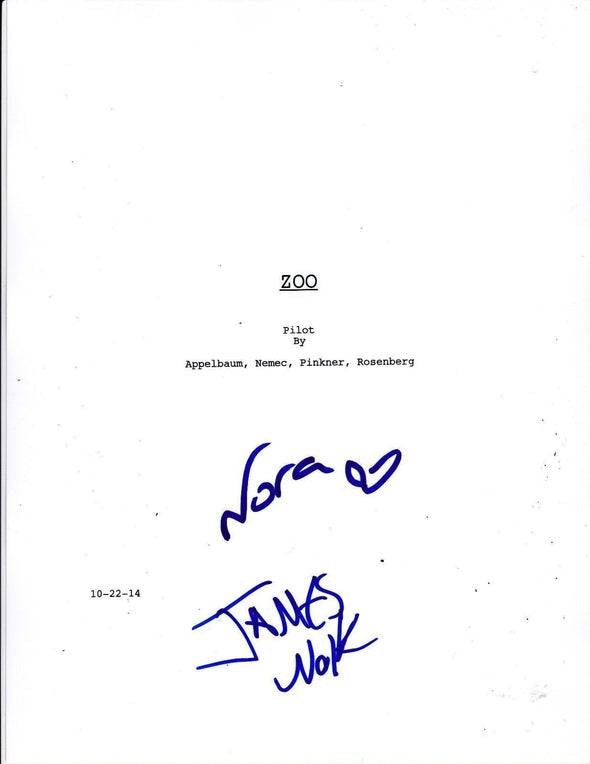 James Wolk, Nora Arnezeder Authentic Autographed 'Zoo' Script - Prime Time Signatures - TV & Film