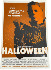 Jamie Lee Curtis, Nick Castle & John Carpenter Authentic Autographed 12x18 Photo Poster #2