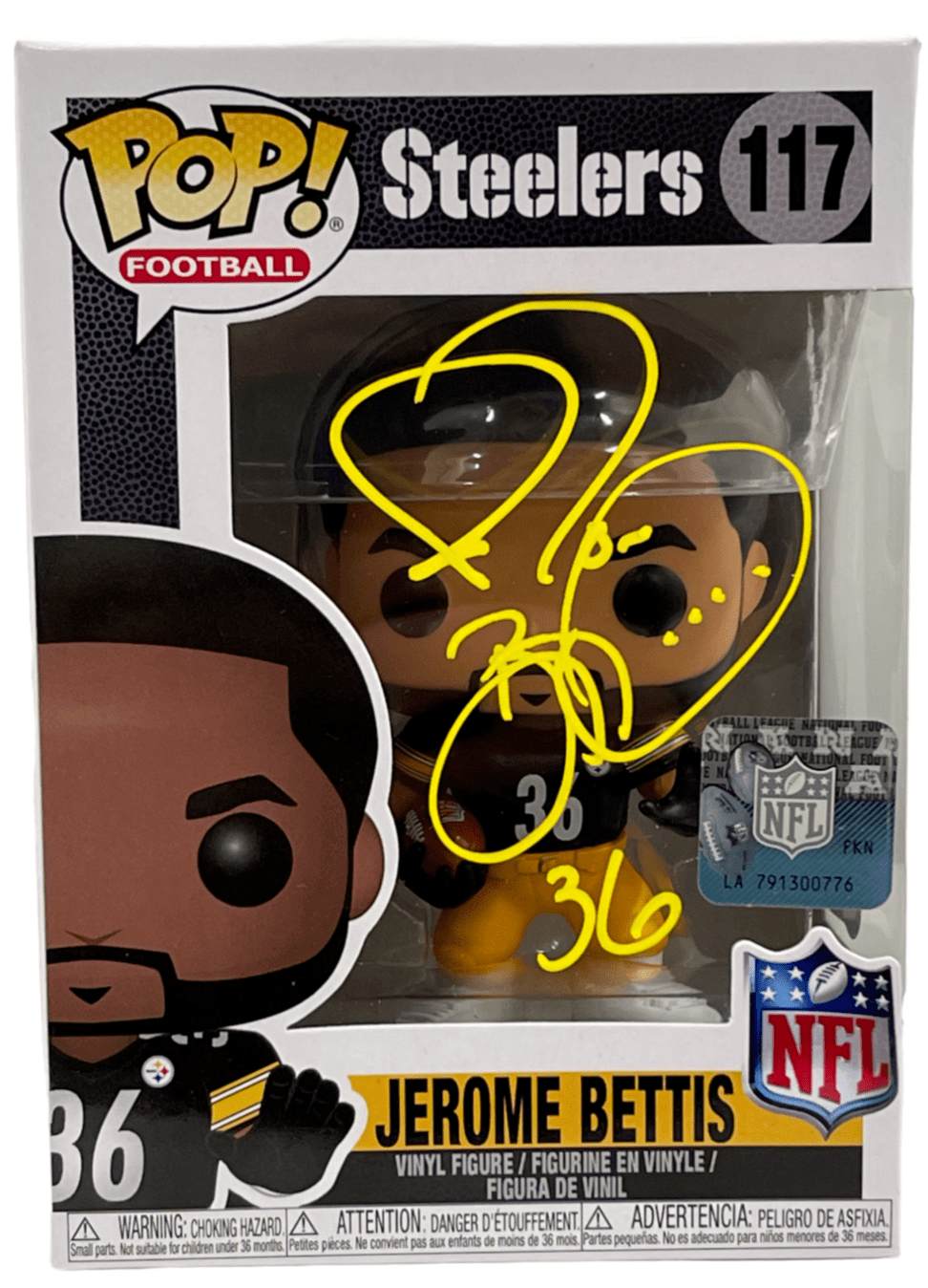 Jerome Bettis Authentic Autographed Steelers 117 Funko Pop Figure