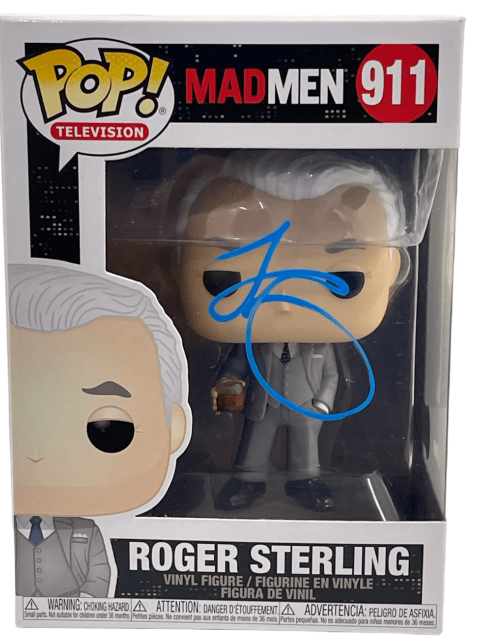 John Slattery Authentic Autographed Roger Sterling Mad Men 911 Funko Pop Figure