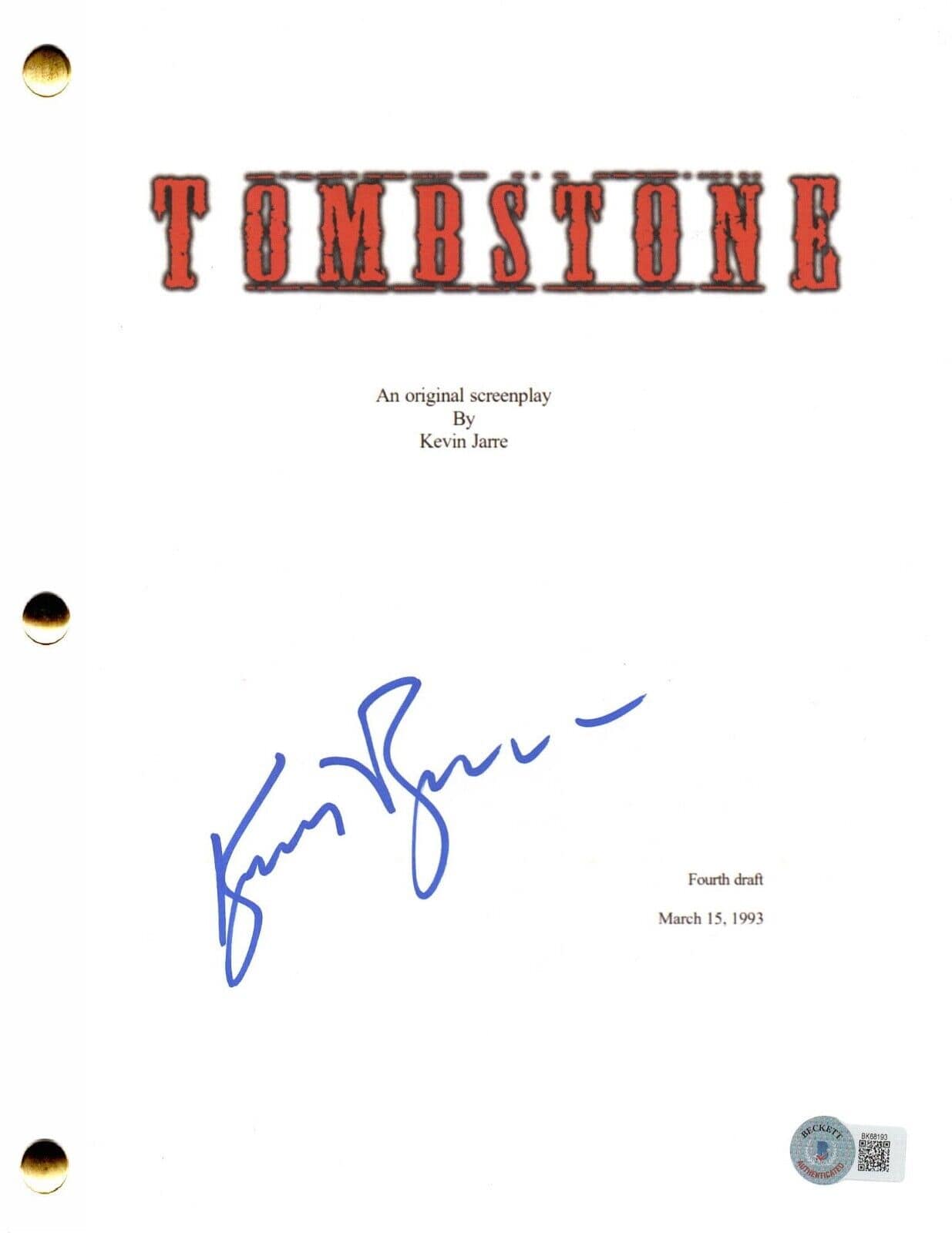Kurt Russell Autographed Tombstone Script - PTS