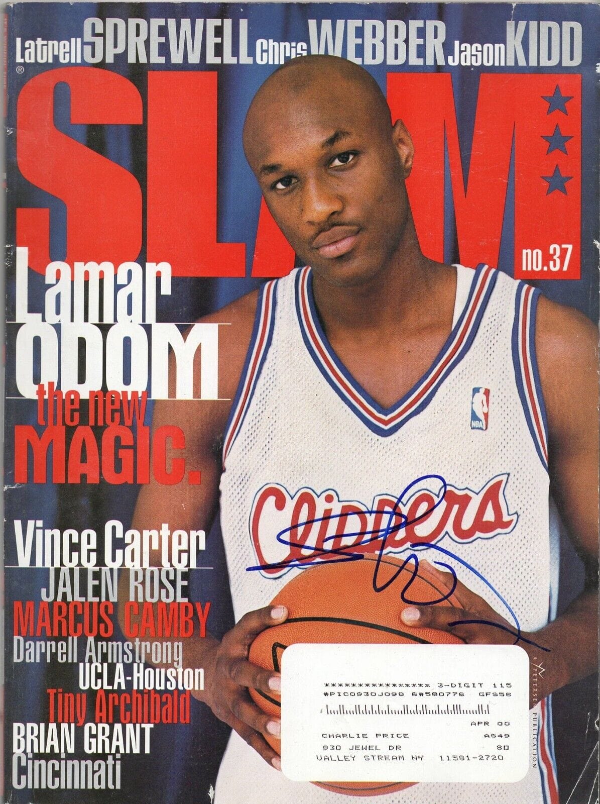 Lamar Odom Authentic Autographed SLAM Magazine No. 37