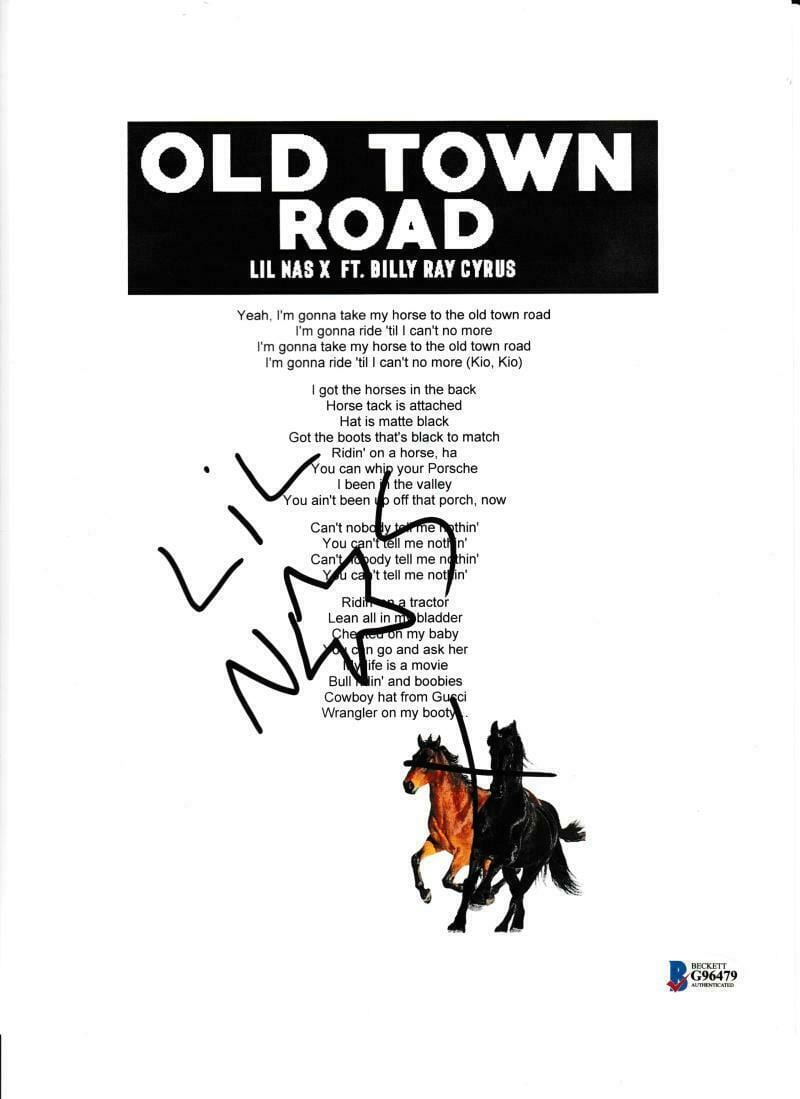 Lil Nas X Authentic Autographed 'Old Town Road' Lyric Sheet - Prime Time Signatures - Music