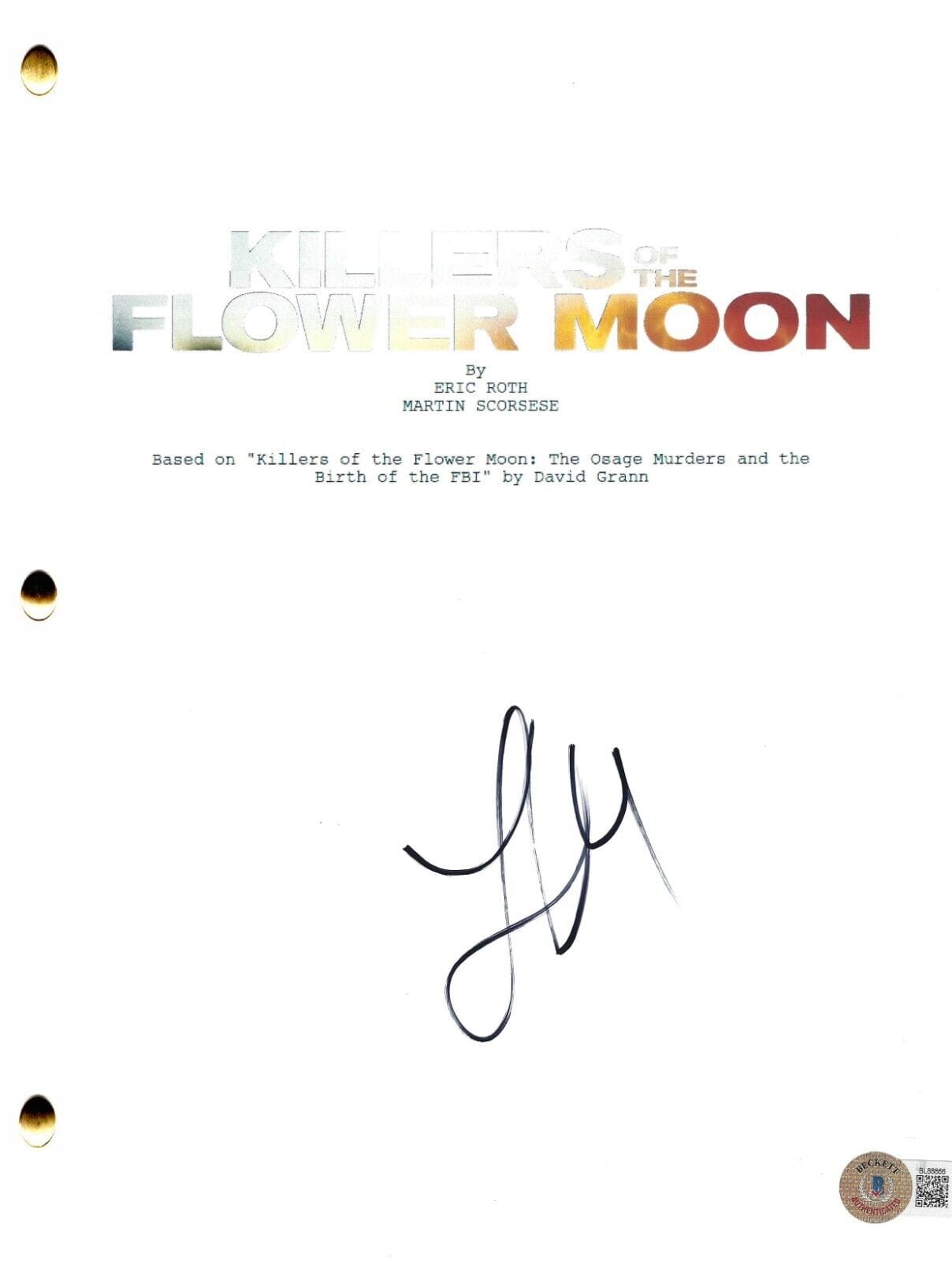 Lily Gladstone Signed Script from Killers of the Flower Moon Beckett COA