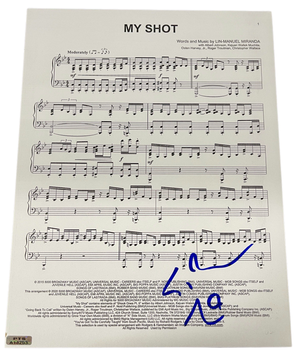 Lin-Manuel Miranda Authentic Autographed Hamilton 'My Shot' Sheet Music