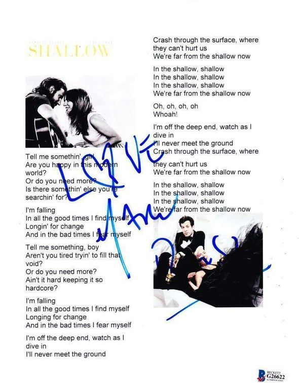 Mark Ronson Authentic Autographed A Star is Born 'Shallow' Lyric Sheet - Prime Time Signatures - Music