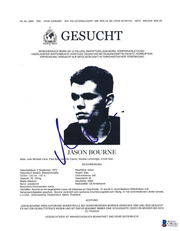 Matt Damon Authentic Autographed Jason Bourne Replica Prop Wanted Flyer