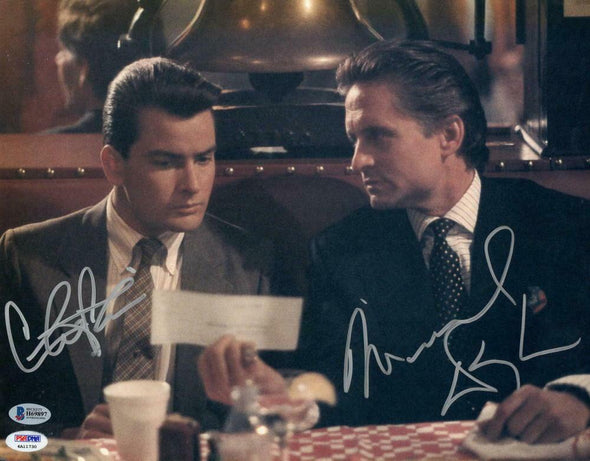 Michael Douglas & Charlie Sheen Authentic Autographed 11x14 Photo - Prime Time Signatures - TV & Film