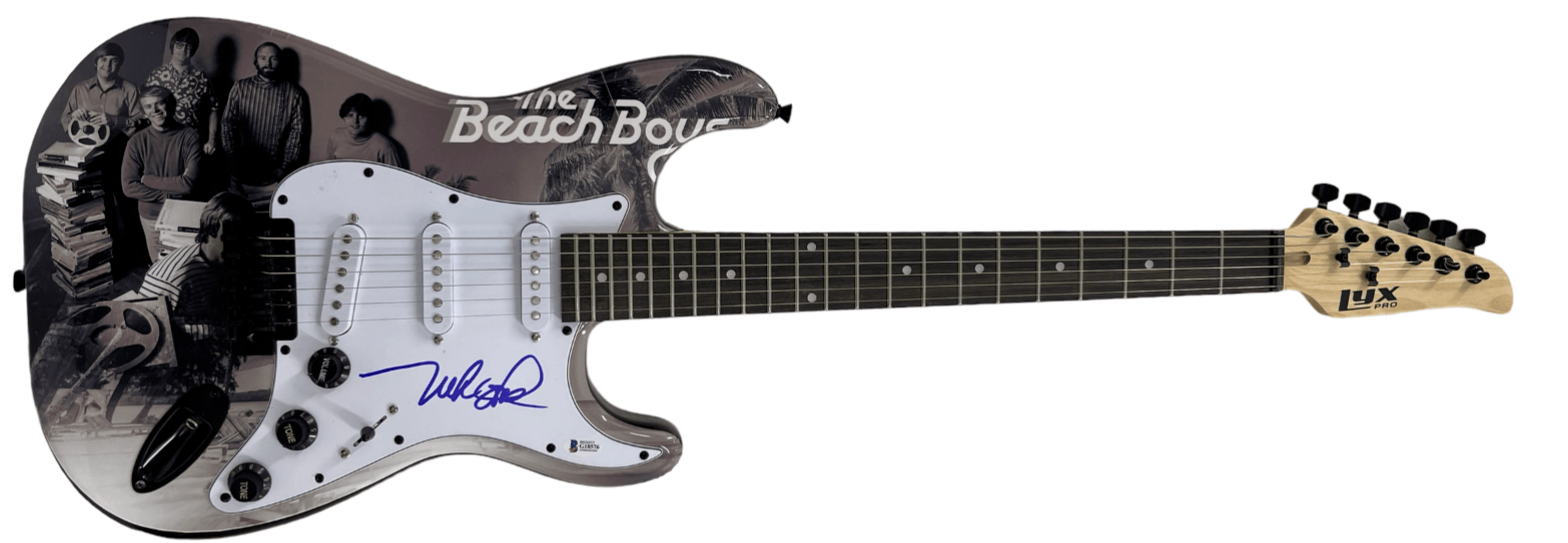 Mike Love of The Beach Boys Signed Guitar Beckett COA - Detail View