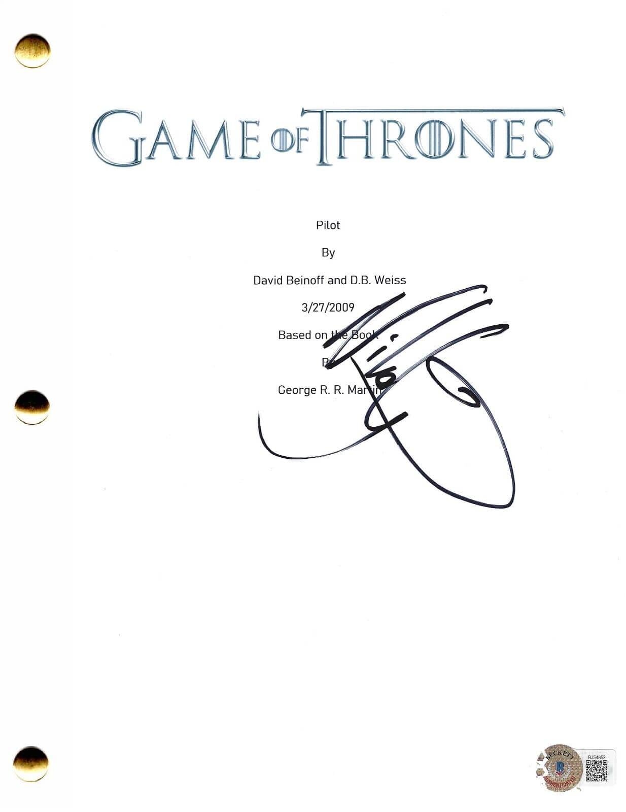 Nikolaj Coster-Waldau Signed Script from Game of Thrones Beckett COA