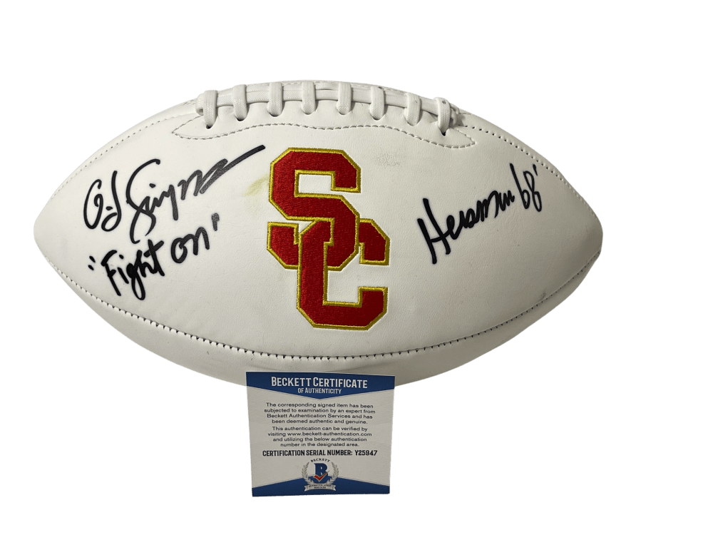 OJ Simpson Authentic Autographed USC Trojans Logo Football