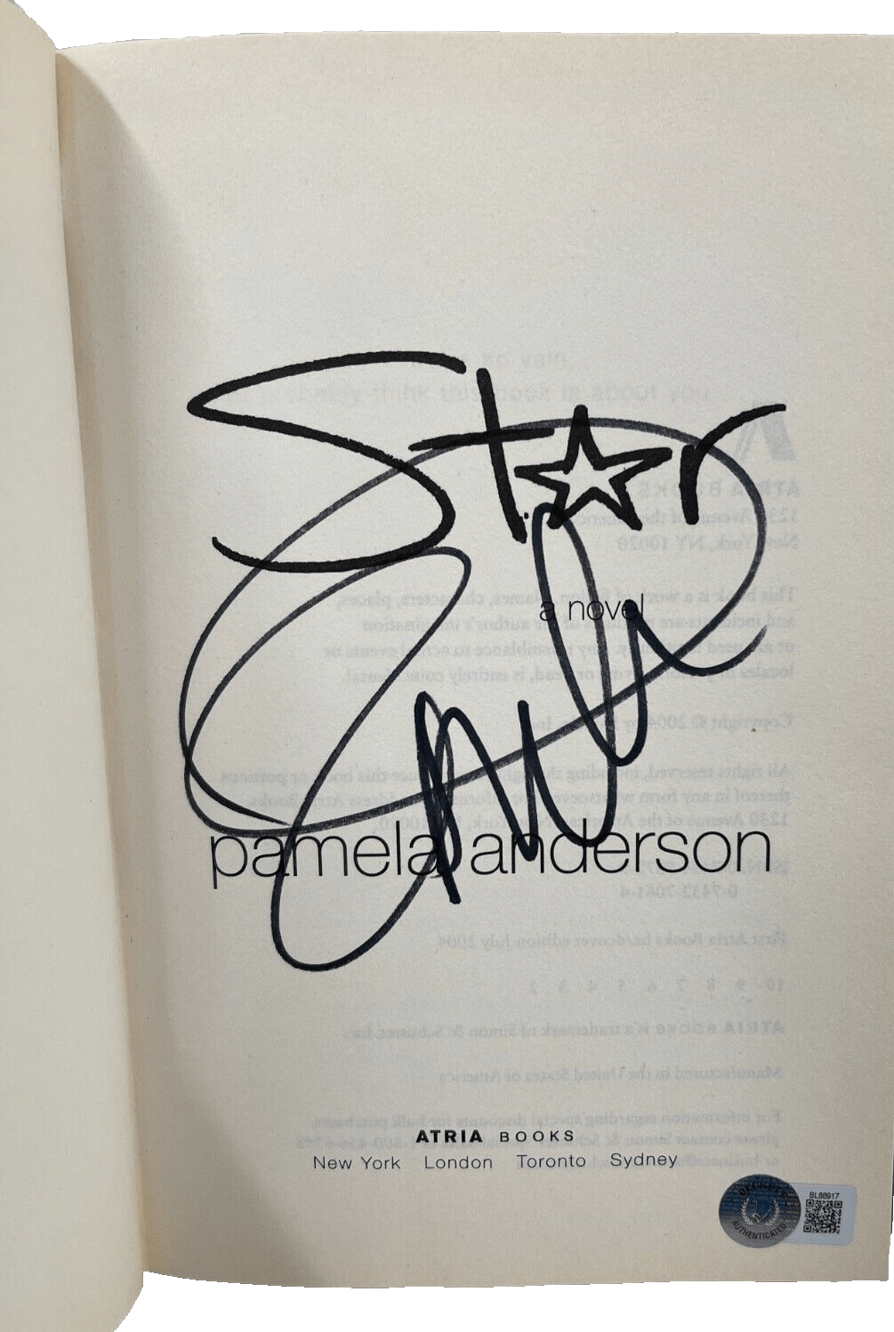 Pamela Anderson Authentic Autographed Star Hardcover Book
