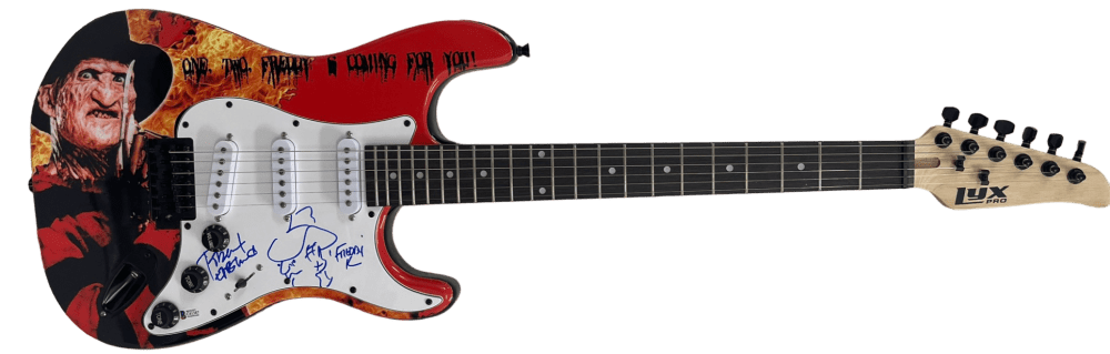 Robert Englund Signed Guitar from Freddy Krueger Beckett COA - Detail View
