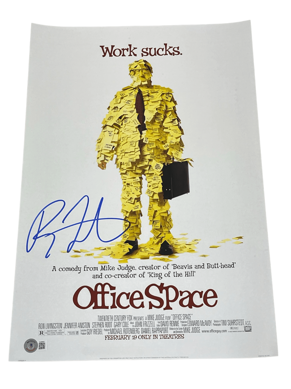 Ron Livingston Signed 12x18 Photo from Office Space Beckett COA
