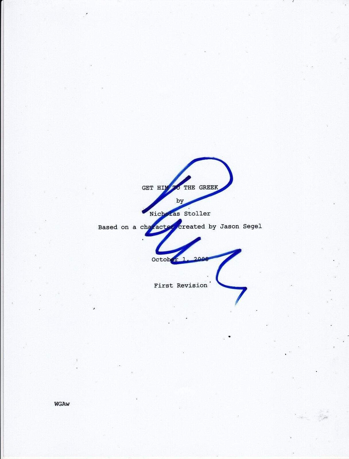 Russell Brand Authentic Autographed 'Get Him to the Greek' Script - Prime Time Signatures - TV & Film