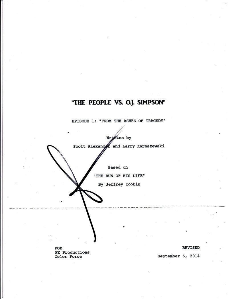 Sarah Paulson Authentic Autographed 'The People vs. OJ Simpson' Script - Prime Time Signatures - TV & Film