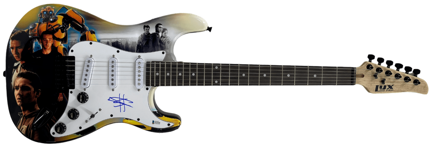 Shia LaBeouf Signed Guitar from Transformers Beckett COA - Detail View