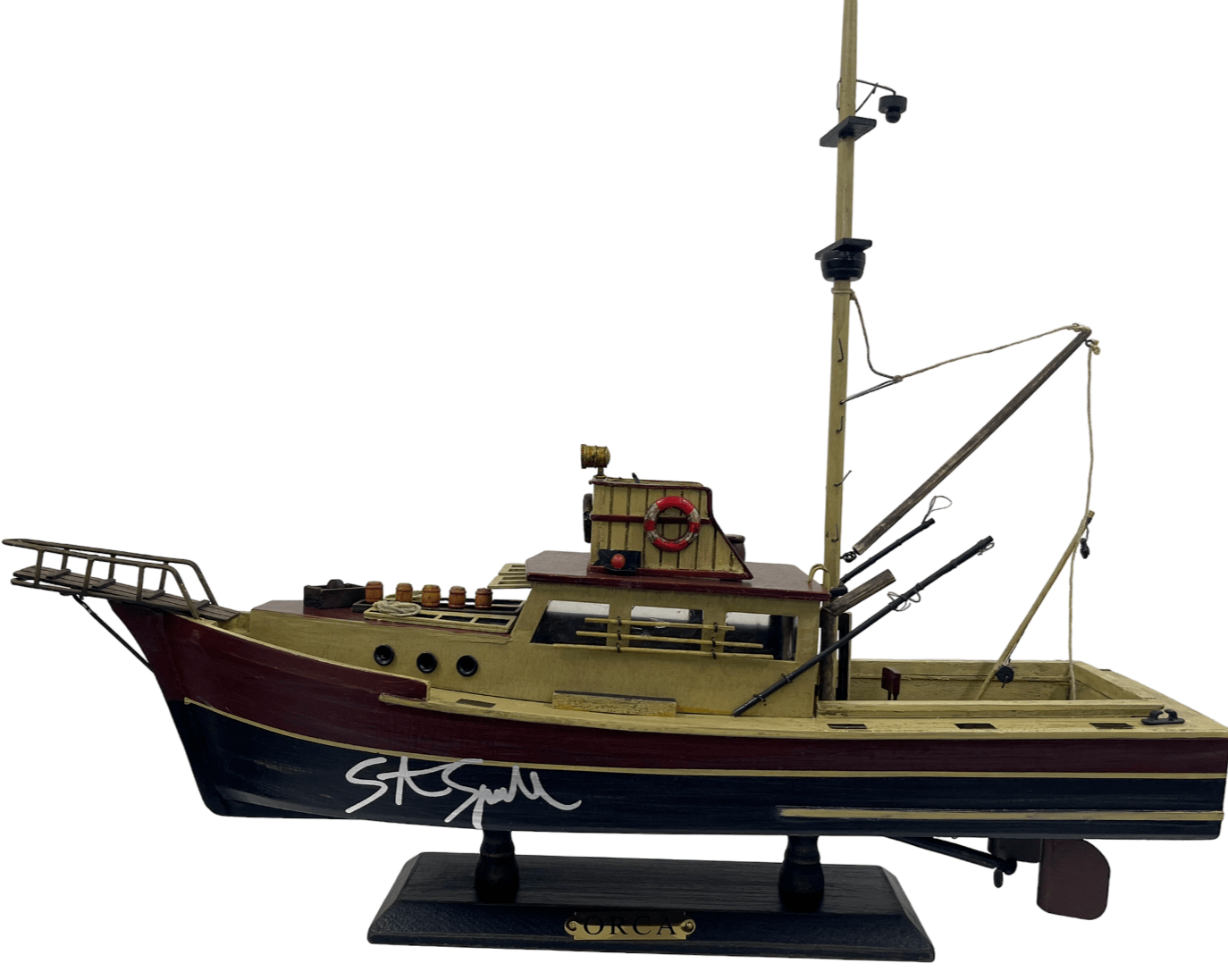 Steven Spielberg Authentic Autographed Wooden Jaws Orca 20" Model Boat
