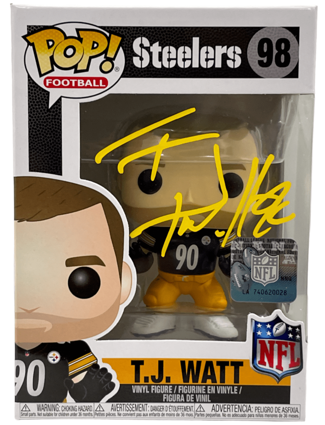 TJ Watt Authentic Autographed Steelers 98 Funko Pop Figure