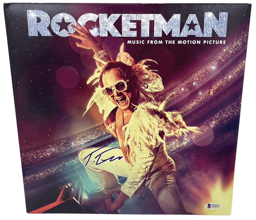 Taron Egerton Signed Vinyl Record from Rocketman Beckett COA