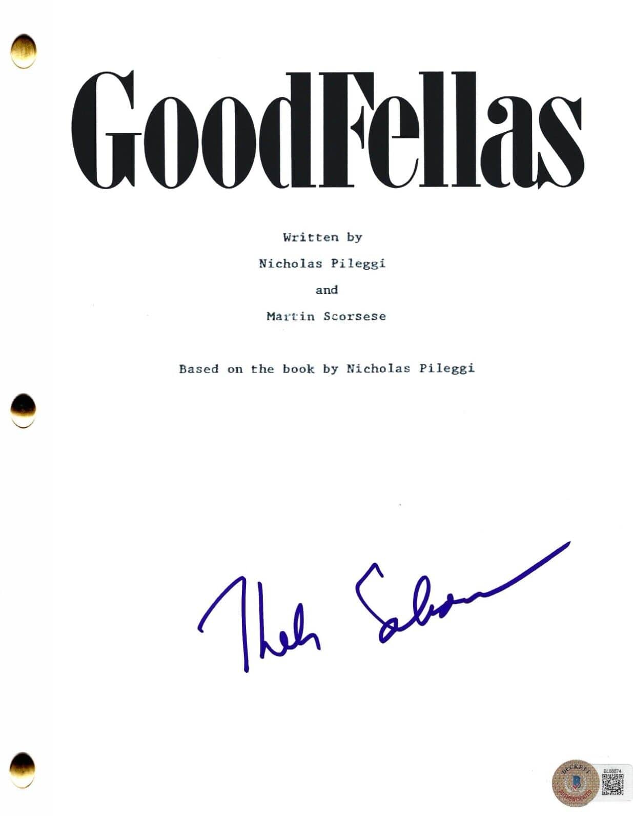Thelma Schoonmaker Signed Script from GoodFellas Beckett COA