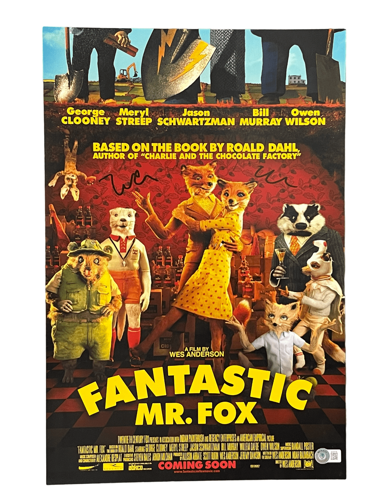 Wes Anderson Signed 12x18 Photo from Fantastic Mr. Fox Beckett COA