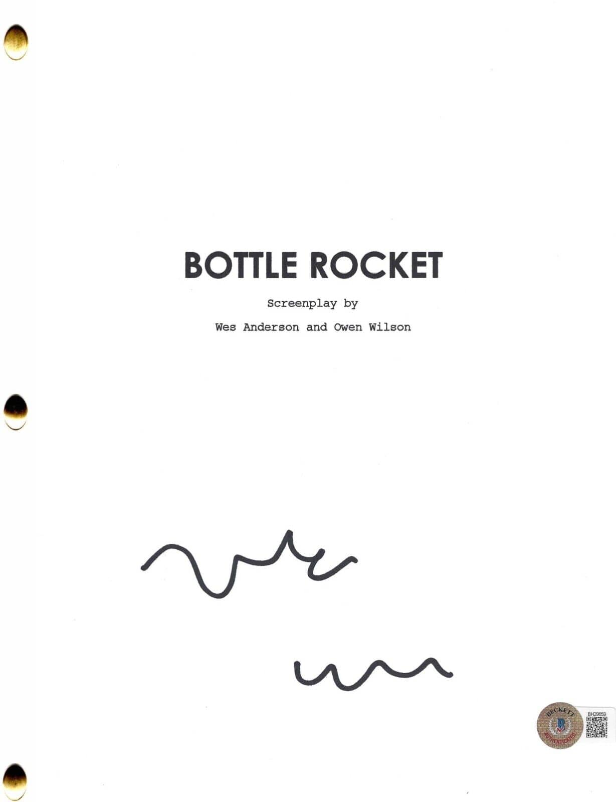 Wes Anderson Signed Script from Bottle Rocket Beckett COA